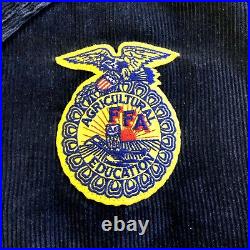 Vtg 80's FFA CORDUROY Coat BUCKLE BACK Chain Stitch OHIO Greene County Jacket 46