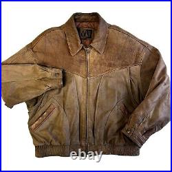 Vtg 80's Winlit Men Brown SOFT Leather BOMBER Motorcycle AVIATOR FLIGHT Jacket