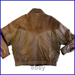 Vtg 80's Winlit Men Brown SOFT Leather BOMBER Motorcycle AVIATOR FLIGHT Jacket