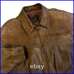 Vtg 80's Winlit Men Brown SOFT Leather BOMBER Motorcycle AVIATOR FLIGHT Jacket