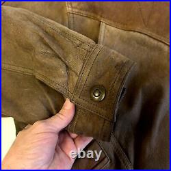 Vtg 80's Winlit Men Brown SOFT Leather BOMBER Motorcycle AVIATOR FLIGHT Jacket