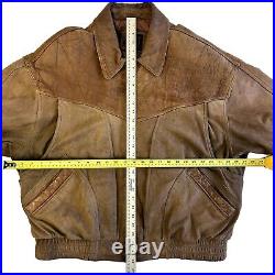 Vtg 80's Winlit Men Brown SOFT Leather BOMBER Motorcycle AVIATOR FLIGHT Jacket