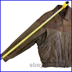 Vtg 80's Winlit Men Brown SOFT Leather BOMBER Motorcycle AVIATOR FLIGHT Jacket