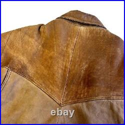 Vtg 80's Winlit Men Brown SOFT Leather BOMBER Motorcycle AVIATOR FLIGHT Jacket