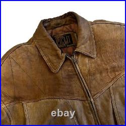 Vtg 80's Winlit Men Brown SOFT Leather BOMBER Motorcycle AVIATOR FLIGHT Jacket