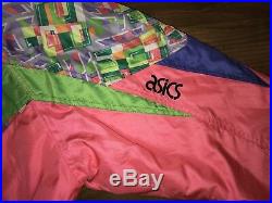 Vtg 80s 90s Hot Pink ASICS Mens SMALL One piece SKI SUIT Snow Bib neon Snowsuit