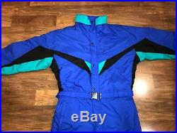 Vtg 80s 90s Mens XL Blue WHITE FIR One Piece SKI SUIT Snow Bib Apres Snowsuit XL