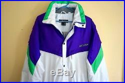 Vtg 80s 90s NEVICA Mens Large One Piece SKI SUIT Snowsuit NEON 42 Purple Green