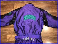 Vtg 80s 90s Purple DESCENTE FDX Mens LARGE One Piece SKI SUIT Snow Bib Snowsuit