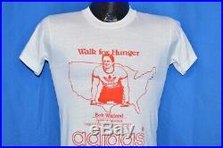 Vtg 80s ADIDAS BOB WIELAND WALK FOR HUNGER RAINBOW TRIKOT TREFOIL t-shirt YL