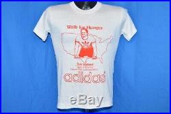 Vtg 80s ADIDAS BOB WIELAND WALK FOR HUNGER RAINBOW TRIKOT TREFOIL t-shirt YL