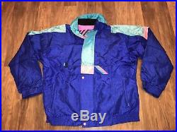 Vtg 80s Blue SUNBUSTER Mens XL Ski Suit Bib Jacket Coat Snowsuit Snow Pants NEON