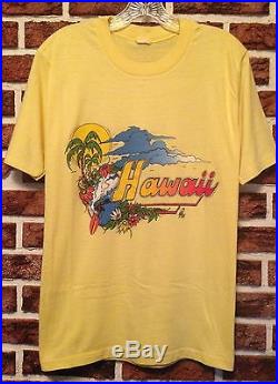 Vtg 80s HAWAII SURFER Tourist T SHIRT (L) POLY TEES Beach EUC Hawaiian Polly OG