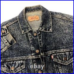 Vtg 80s Levis 70507 0227 USA 4 Pocket ACID Wash DENIM Trucker Blue Jean Jacket L