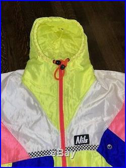 Vtg 80s NILS One piece Apres SKI SUIT Snow Bib Retro Snowsuit Neon MENS LARGE