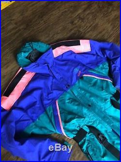 Vtg 80s The North Face Vertical GoreTex Ski Snow Suit Jacket NEON Mens Sz Large
