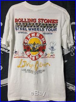Vtg 80s The Rolling Stones Guns N Roses Living Colour Rock Band T-shirt