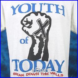 Vtg 80s YOUTH OF TODAY CONCERT DISTRESSED T-Shirt M/L punk Nyhc gorilla biscuits