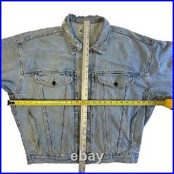 Vtg 90's Jordache Men DISTRESSED Blue Jean TRUCKER Coat Denim STREETWEAR Jacket