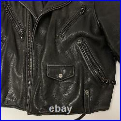 Vtg 90's Mirage DISTRESSED Black Goat Skin Leather Motorcycle BIKER Jacket L