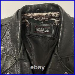 Vtg 90's Mirage DISTRESSED Black Goat Skin Leather Motorcycle BIKER Jacket L