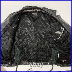 Vtg 90's Mirage DISTRESSED Black Goat Skin Leather Motorcycle BIKER Jacket L