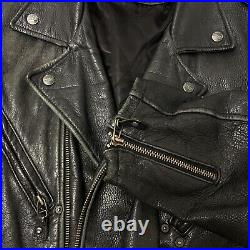 Vtg 90's Mirage DISTRESSED Black Goat Skin Leather Motorcycle BIKER Jacket L