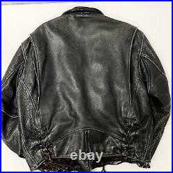 Vtg 90's Mirage DISTRESSED Black Goat Skin Leather Motorcycle BIKER Jacket L