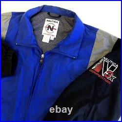 Vtg 90's Nautica Competition N3X Triathlon Blue Sports Windbreaker Jacket RETRO