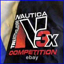 Vtg 90's Nautica Competition N3X Triathlon Blue Sports Windbreaker Jacket RETRO