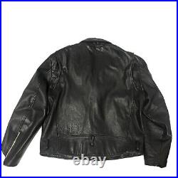 Vtg 90's Open Road Black Leather Motorcycle Riding Jacket Men Heavy BIKER Coat