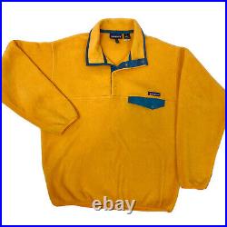 Vtg 90's Patagonia USA Yellow Orange SYNCHILLA T Snap Fleece Pullover Jacket M