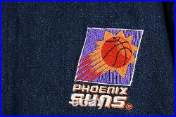 Vtg 90's Phoenix Suns Authentic NBA Starter Rare Unique Denim Jean Bomber Jacket