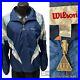 Vtg 90’s Wilson SHINY Blue Nylon Windbreaker LOGO Track Suit STREETWEAR Jacket