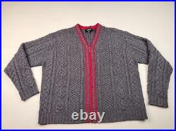 Vtg 90s Emanuel Ungaro Liberte Sz L Zip Up Sweater Jacket Chunky Knit 100% Wool