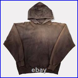 Vtg 90s Faded Thrashed Distressed Blank Black Hoodie Sweatshirt Size M/L