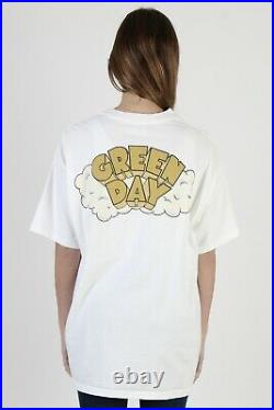 Vtg 90s Green Day Punk Rock Band 1995 Dookie Tour White Cotton Tee T Shirt XL