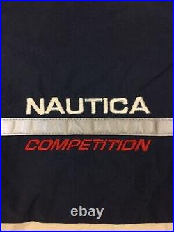 Vtg 90s Nautica Competition Mens Jacket Windbreaker Color Block Flag Spellout XL