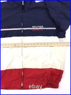 Vtg 90s Nautica Competition Mens Jacket Windbreaker Color Block Flag Spellout XL