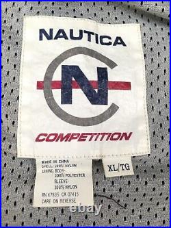 Vtg 90s Nautica Competition Mens Jacket Windbreaker Color Block Flag Spellout XL