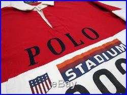 Vtg 90s Polo Ralph Lauren Stadium 1992 Plate Rugby Shirt L Sport 93 Pwing USA Og