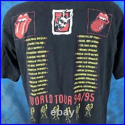 Vtg 90s ROLLING STONES EUROPE WORLD TOUR T-Shirt L rock concert voodoo lounge