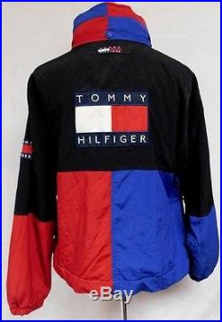 Vtg 90s Tommy Hilfiger Fleece Lined Windbreaker Jacket Rain Flag Full Zip 2XL