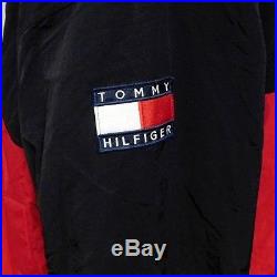 Vtg 90s Tommy Hilfiger Fleece Lined Windbreaker Jacket Rain Flag Full Zip 2XL