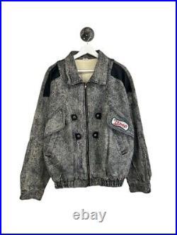 Vtg 90s Troop Code L L Cool J Embroidered Stone Wash Denim Jacket Sz Medium