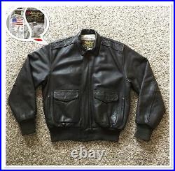 Vtg A2, G1 Flight Bomber Brown Leather Jacket by Mike Arcade Clothing Co Size M
