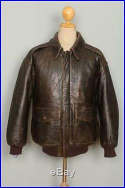 Vtg AVIREX A-2 Brown'Hard To Get' USAAF Flight Leather Jacket Small