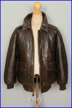 Vtg AVIREX A-2 Brown'Hard To Get' USAAF Flight Leather Jacket Small