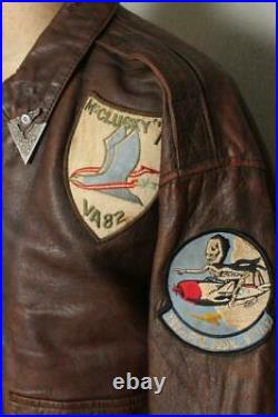Vtg AVIREX A-2 Patched USAAF Flight Leather Jacket L/XL