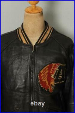 Vtg AVIREX Tomahawks Varsity Baseball Leather Sports Jacket Large